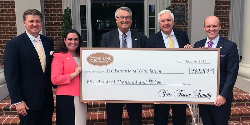 Towne Bank donating to the Educational Foundation