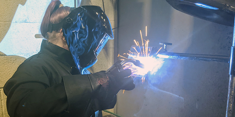 Dual enrolled welding student at Portsmouth Campus.