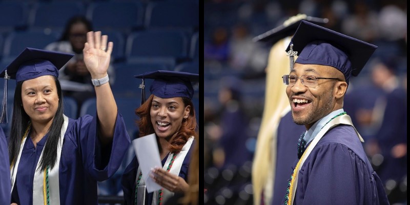 TCC graduates at Commencement are all smiles.