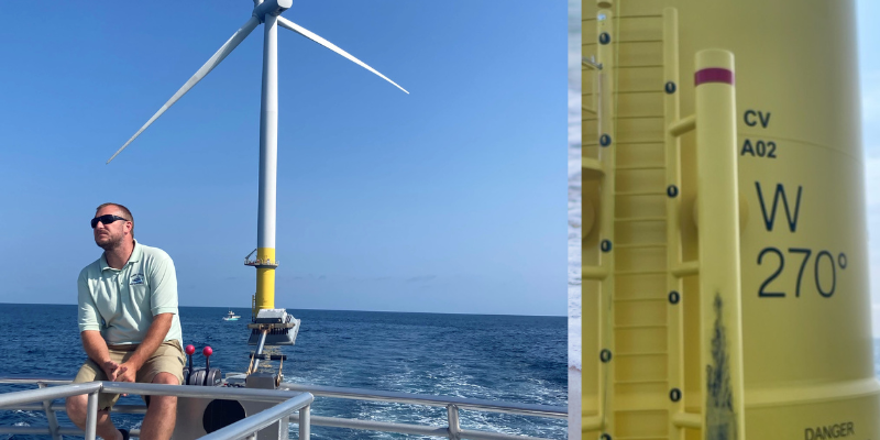 TCC faculty Steve Capaldo at the wind turbines for the Coastal Virginia Offshore Wind project.